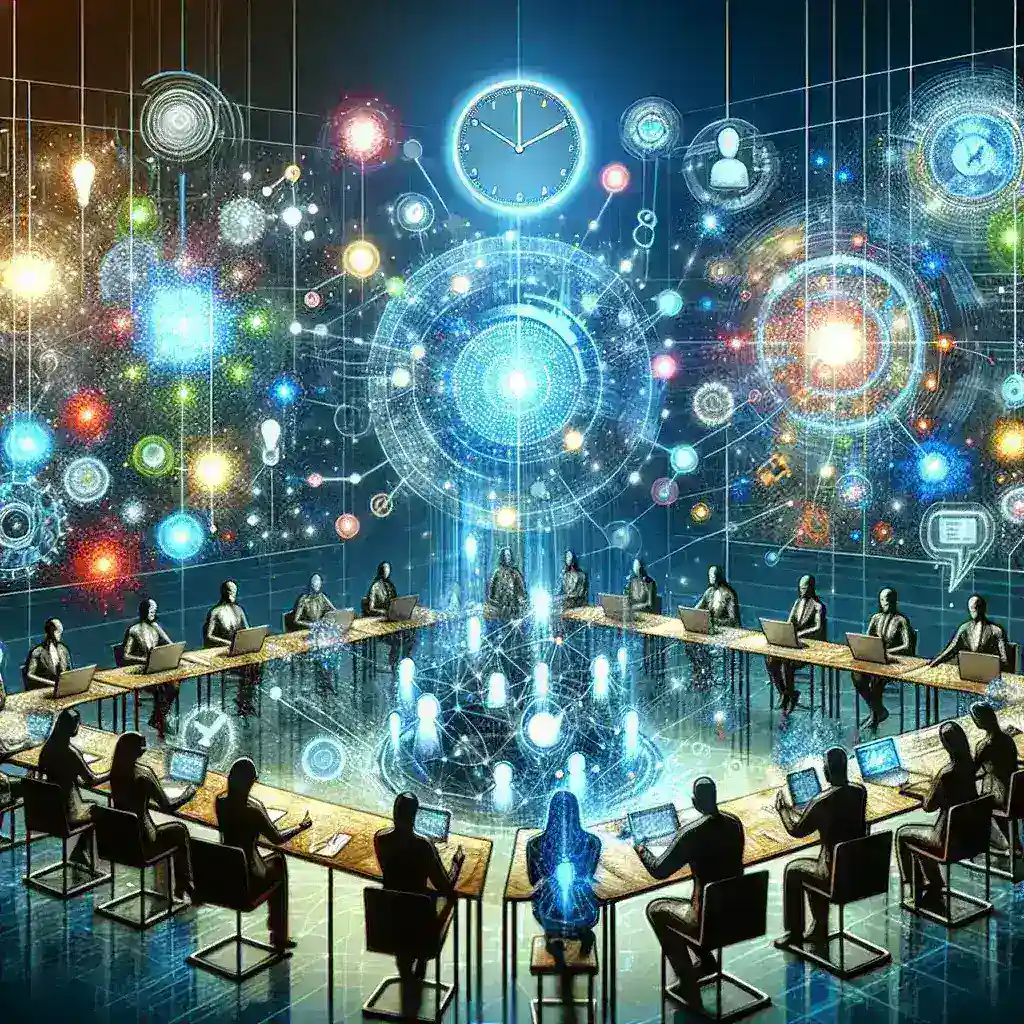 "Imagen de una persona usando Microsoft Teams para generar resúmenes automáticos de reuniones, mejorando la productividad en el trabajo."